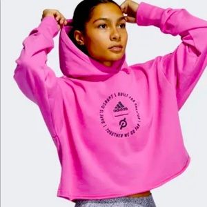 NEW WITH TAGS PELOTON X ADIDAS CROP HOODIE PINK